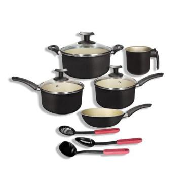 Imagem de Jogo 8 Peças Panelas Antiaderentes Teflon Tampa Vidro - Alumínio Imper