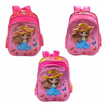 Imagem de Mochila Escolar Infantil Feminina 3D Princesa WL-C143 - Lumin