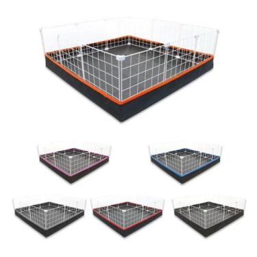 Imagem de Cercado Aramado 90x90cm Branco com Bandeja Higiênica Nylon Laranja - I