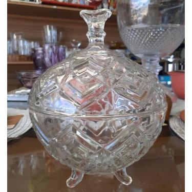 Imagem de Bomboniere em vidro lapidado e 850 ml de capacidade,  caixa litografad