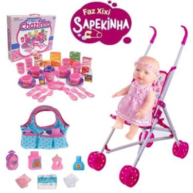 Imagem de Kit Boneca Sapekinha Hora do Chá + Bolsa e Carrinho Passeio - Milk Bri