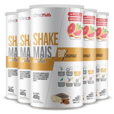 Imagem de Kit 5 Shake Bioforma com Chia Clinicmais Banana com Canela 400g - Chá 