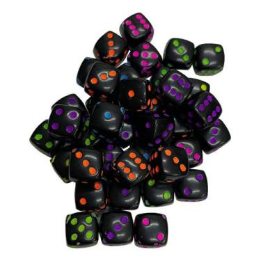 Imagem de Miçanga Dado 50 Dadinho Preto Letra Neon Para Pulseira Colar - ADB