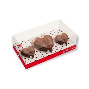 Imagem de Caixa para 3 Corações Lapidados Tanto Amor 18g e 200g Cromus  un