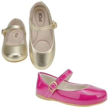 Imagem de Kit 2 pares sapatilha infantil menina b2a kids 9001 dourado pink, 19