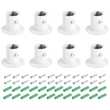 Imagem de uxcell 8 peças de suporte de haste de flange de 2,5 cm, suporte de haste de armário de aço inoxidável, suporte de varão de cortina de parede com parafusos para guarda-roupa e chuveiro