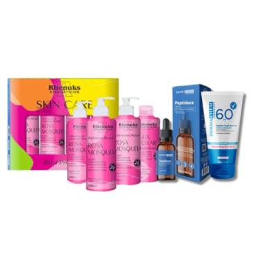 Imagem de Kit Skincare Rosa Mosqueta Rhenuks +Sérum Peptideos Anti Manchas+ Protetor Solar FPS 60 Sem Cor -6 Itens