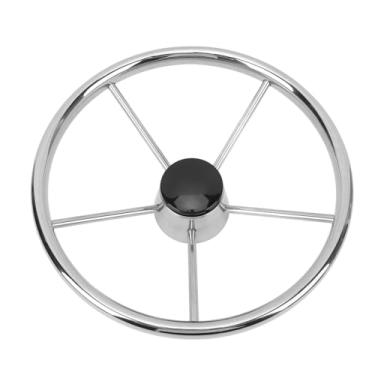 Imagem de Volante Marinho de 5 Raios, Feito de Aço Inoxidável, Diâmetro 13-1/2 Polegadas, ângulo de Inclinação de 25°, para Barcos, Iates, Lanchas