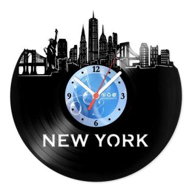 Imagem de Relógio De Parede Disco Vinil Lugares - New York - VLU-035 - Modernart