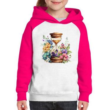 Imagem de Moletom Infantil Ampulheta Floral - Foca na Moda, Branco, Rosa, 8