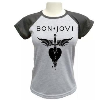 Imagem de Camiseta Babylook Bon Jovi - alternativo basico, Cinza, G
