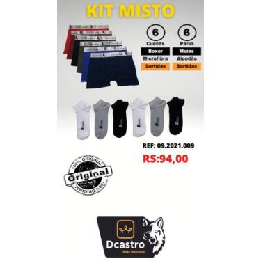 Imagem de Kit c/ 6 cuecas e 6 pares de meias - Dcastro, GG
