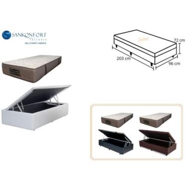 Imagem de Conjunto Cama Baú Solteiro King Americano +  Colchão Sankonfort Tranqu