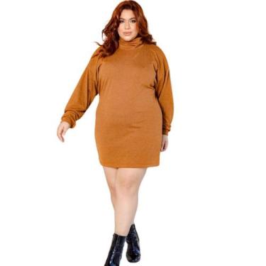 Imagem de Vestido Feminino Moda Inverno Curto Plus Size Poncho Gola Alta - Donna