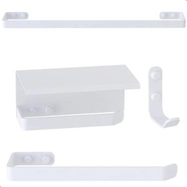 Imagem de Kit De Acessórios Para Banheiro Branco 4 Itens Maxx - SteelDecor