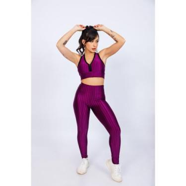 Imagem de kit Calça legging conjunto + Top Bela Lolitta, Roxo, G