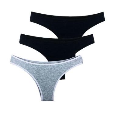 Imagem de Kit 3 Calcinhas Tanga Try Basics Algodão Cotton Básica Lisa Moda Linge