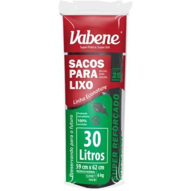 Imagem de Saco para Lixo 30L Preto 59X62CM 35 Micras Rolo com 25 - Vabene