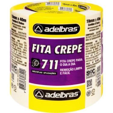 Imagem de Fita Crepe 711 Crepe 18MM X 40M Pacote com 06 - Adelbras