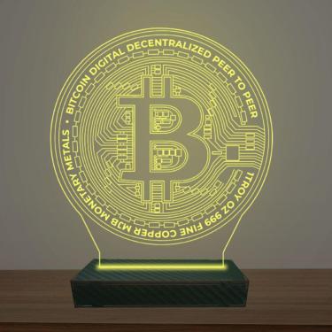 Imagem de Luminária Led 3D Cripetomoeda Bit Coin Abajur Luxo