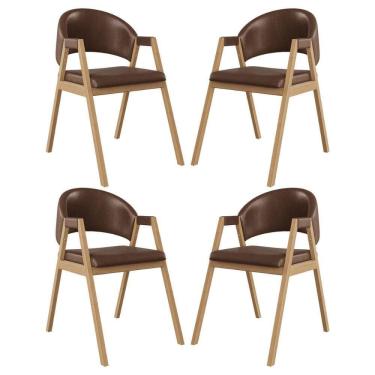 Imagem de Kit 4 Cadeiras Para Mesa De Jantar Moderna Courino Balaqui Marrom Escuro