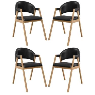 Imagem de Kit 4 Cadeiras Suellen Luxo Reforçada Mesa De Jantar Courino Preto