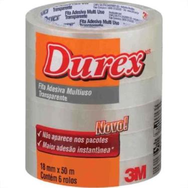 Imagem de Fita Adesiva Embalagem 3M Durex 18Mm X 50M Transparente - Kit C/6 Peca