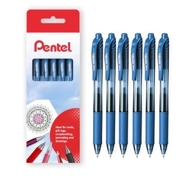 Imagem de Pentel Canetas esferográficas de gel retráteis Energel X BL107, ponta de 0,7 mm, pacote com caixa de presente de 15 cm (azul marinho)