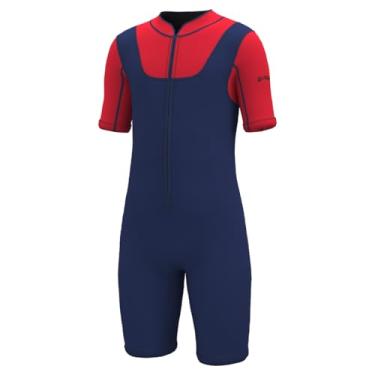 Imagem de SURQO Roupa de mergulho infantil para meninos e meninas 2 mm neoprene short molhado em água fria para natação (9, vermelho)