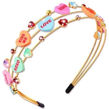 Imagem de NVENF Bandanas femininas de Dia dos Namorados para conversa, coração, amor, xoxo, rosa, pirulito, doces, presentes de festa do dia dos namorados (padrão A)