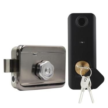 Imagem de Fechadura inteligente de porta com impressão digital, à prova d'água, portão externo, bluetooth, senha, cartão rfid, fechadura sem chave, chave mecânica