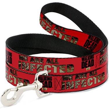 Imagem de Buckle-Down Coleira para animais de estimação - THE WALKING DEAD-WE ARE ALL INFECTED vermelho/preto - 1,24 m de comprimento - 2,54 cm (1") de largura