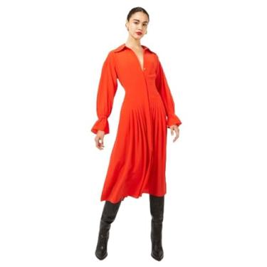 Imagem de Equipment Vestido midi Briella feminino em vermelho ardente, Vermelho flamejante, 46