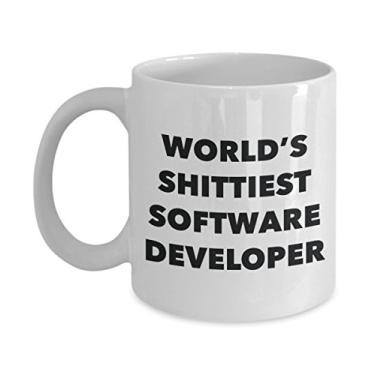 Imagem de Caneca de café para desenvolvedor de software – Desenvolvedor de software mais merdoso do mundo – Presentes para desenvolvedor de software – Ideia divertida de