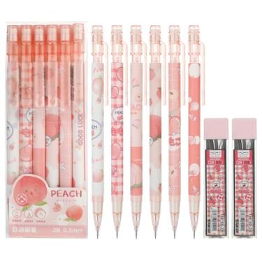Imagem de Molain Conjunto de lapiseira rosa, 6 peças de lápis mecânicos fofos de 0,5 mm com 200 peças de refil de lápis HB, material escolar, presente de volta às aulas, lápis mecânicos para crianças, meninas,