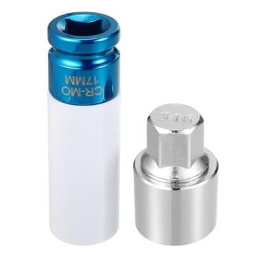 Imagem de uxcell 1 conjunto de 316 porcas de trava de roda antifurto chave de soquete de remoção de parafuso para Mercedes Benz chave de trava de roda com soquete de porca protetora para carro