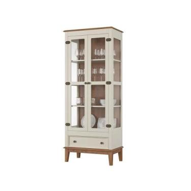 Imagem de Cristaleira Bia 2 Portas e 1 Gaveta Off White C/ Amêndoa 73cm - 71977 