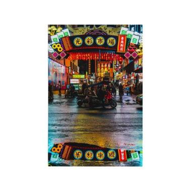 Imagem de Quadro Decorativo Canvas Rua Letreiro Luminoso Chinês Cidade - Deliqua