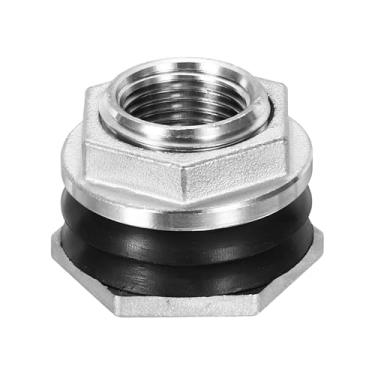 Imagem de PATIKIL Encaixe de anteparo 1/5.1 cm, mangueira de jardim rosqueada de aço inoxidável, conector de tanque de água para balde de chuva, pias, aquários, prata
