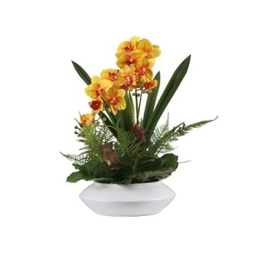 Imagem de LICONG-2020 Decoração de primavera - simulação de flor borboleta orquídea planta bonsai cerâmica ornamento sala de estar hotel arranjo de flores decoração artesanato, plantas artificiais artificiais