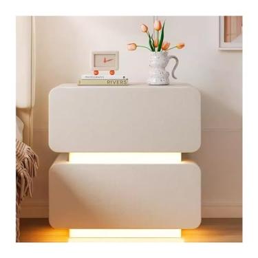 Imagem de LICONG-2020 Cabeceira lateral de madeira maciça estilo creme simples e criativo, armário pequeno para quarto doméstico, armário de cabeceira, armário de canto (A)