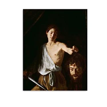 Imagem de Arte de parede em tela clássica - Michelangelo Merisi Caravaggio - reprodução de pinturas a óleo famosas - David com a cabeça de Golias pôsteres - imagens de arte em tela arte de parede 90 x 115 cm