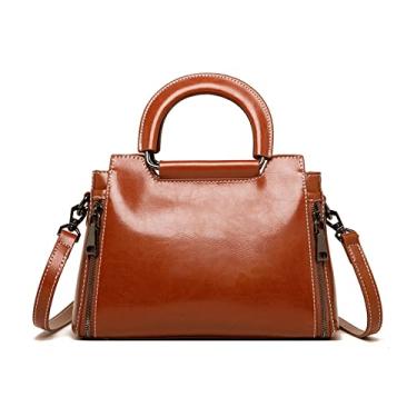 Imagem de Bolsa Feminina de Couro Tote Bag Vintage Couro Ombro Bolsas Transversais Para Mulheres Bolsas Femininas de Luxo(Light Brown)
