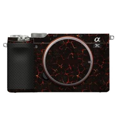 Imagem de JERXTTON Adesivo de capa de câmera para Sony A7C protetor de câmera película protetora antiarranhões decoração (lava vulcânica)