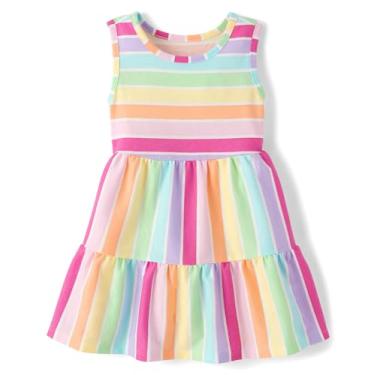 Imagem de The Children's Place Vestidos casuais sem mangas para bebês meninas e crianças pequenas, Listras açucaradas, 6-9 Meses