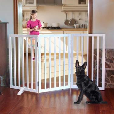 Imagem de Cerca Autônoma para Pet Dog Gate SFJC - 3 Painéis (32cm) - Branca