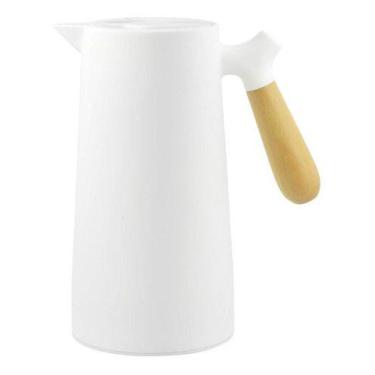 Imagem de Garrafa Térmica Para Café Chá Cabo Madeira 1l Branco - Wolff