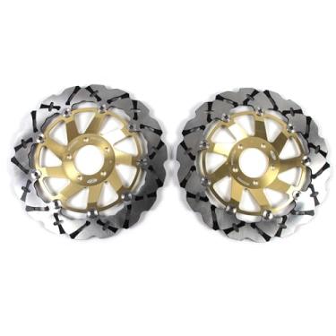 Imagem de 1 par de discos de freio dianteiros flutuantes de rotores compatíveis com Kawasaki ZRX1100 1997-2000, ZRX1200 ZRX1200R ZRX1200S 2001-2006, peças de acessórios de motocicleta douradas