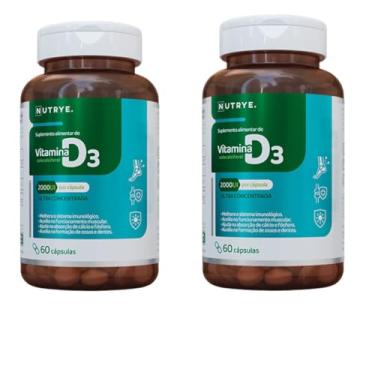 Imagem de Kit 2 Suplemento Vitamina D3 2000ui 60 Cápsulas Ultra Concentrada