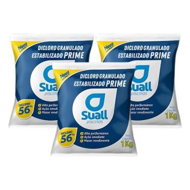 Imagem de kit Suall Prime Estabilizado 56 Ativo Cloro Piscinas 3kg
